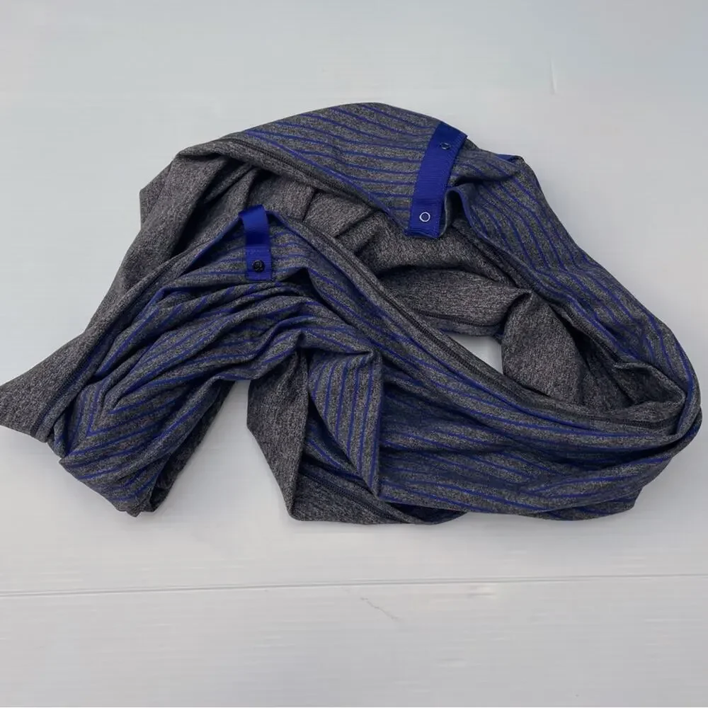 Lululemon Athletica cowl style scarf striped blue and grey